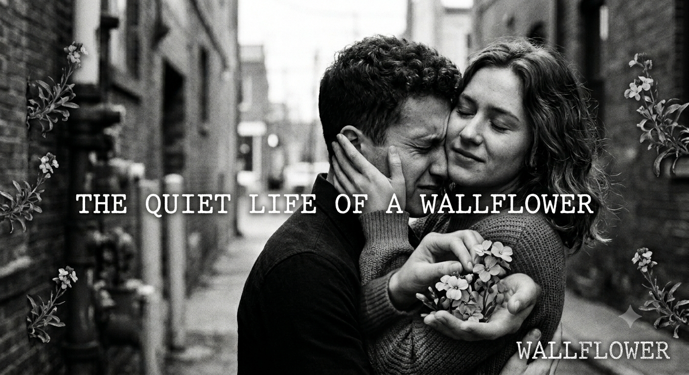 Wallflower meaning illustrated by a quiet person observing a social gathering from the sidelines.