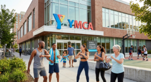 Community members participating in activities at a YMCA center illustrating the meaning, mission, and purpose of YMCA.