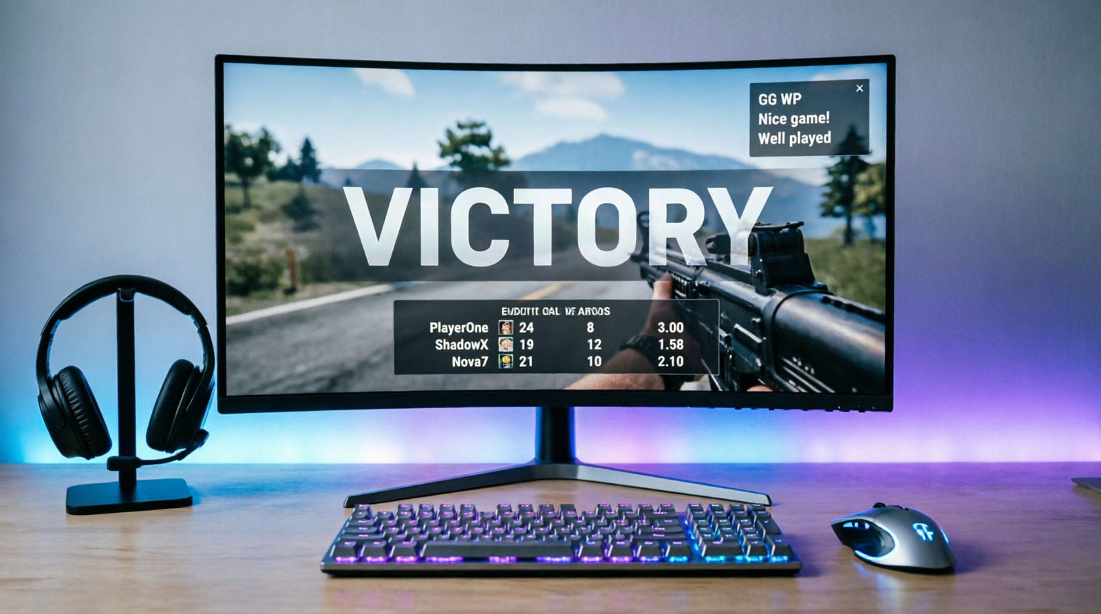 Player typing GG WP in the chat after finishing an online multiplayer game.